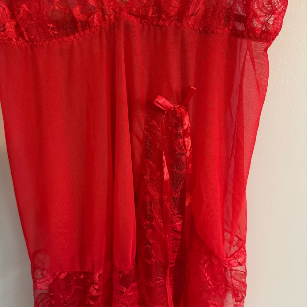 Red Lace Babydoll Lingerie - Picture 5 of 11